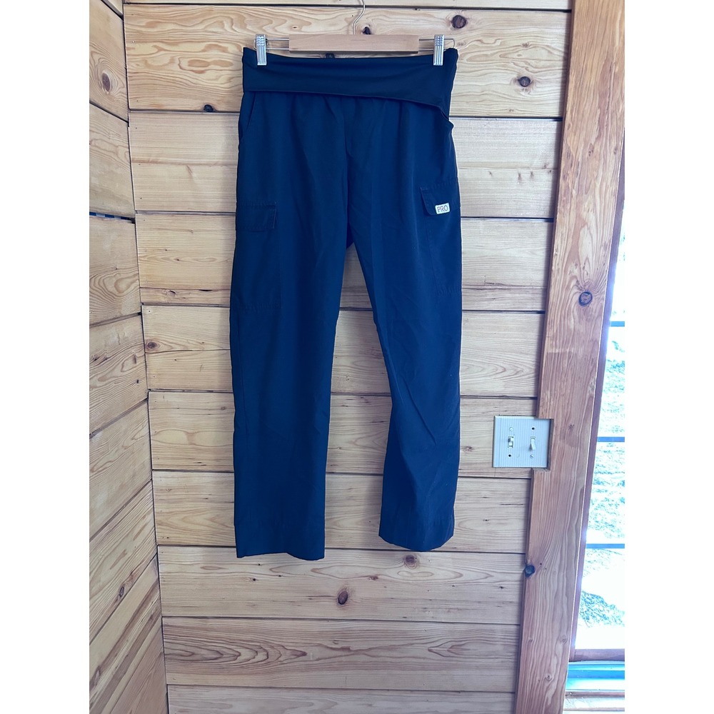 Professional Choice Silky Soft Scrubs Black Cargo Pants Yoga Waistband Medium
